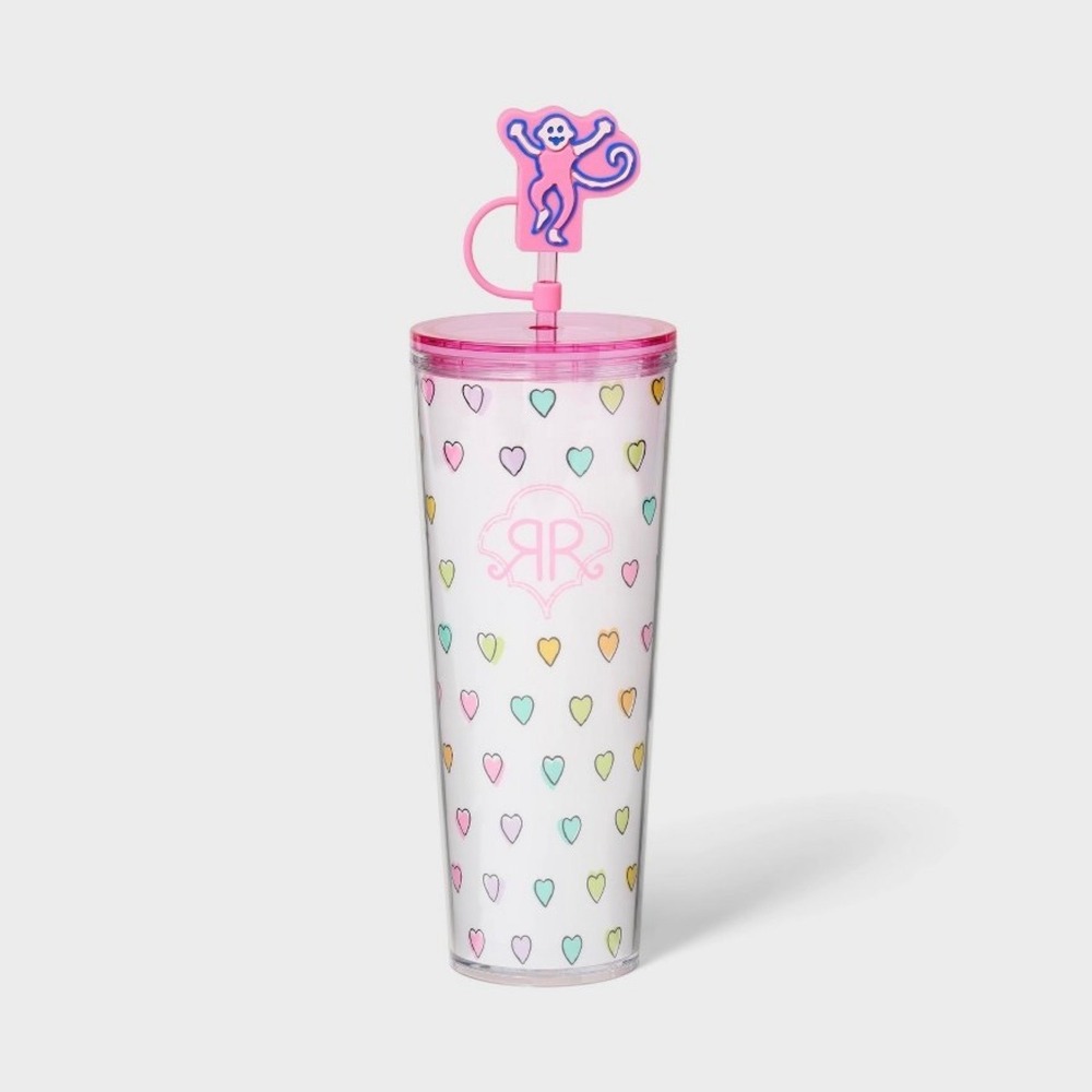 Roller Rabbit x‎ Target Disco Hearts Tumbler Tritan Cup Pink Monkey Topper NWT